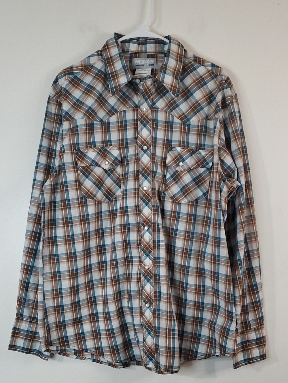 Wrangler Plaid Western Wrancher Button-Down Shirt in Size XL Mens Preppy Y2k